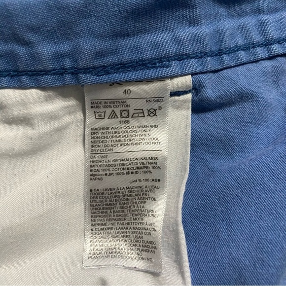 Old Navy Blue Cotton Broken In Flat Front Chino Khaki Shorts - Picture 4 of 4